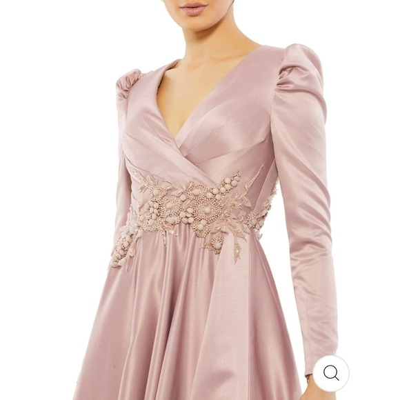 Mac Duggal LONG SLEEVE EMBELLISHED GOWN  in Raspberry size 10 NEW $798 - Picture 4 of 16